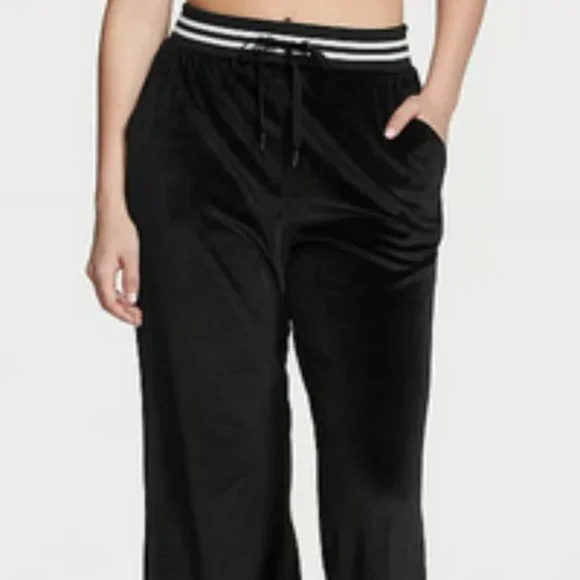 VICTORIA'S SECRET Black/White Velour Velvet Ribbed Bomber Jacket SZ XL**NEW! - Picture 4 of 7